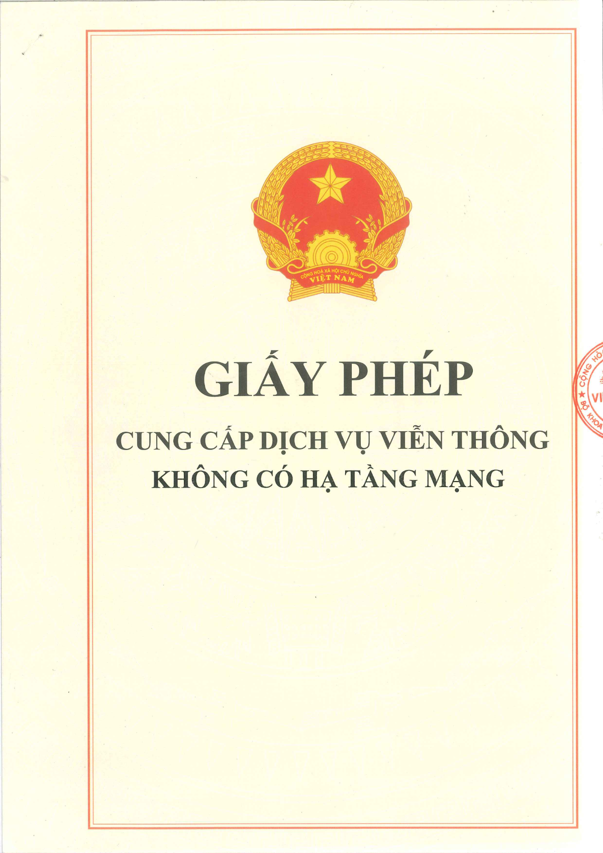 Giấy phép viễn thông VPMEDIA